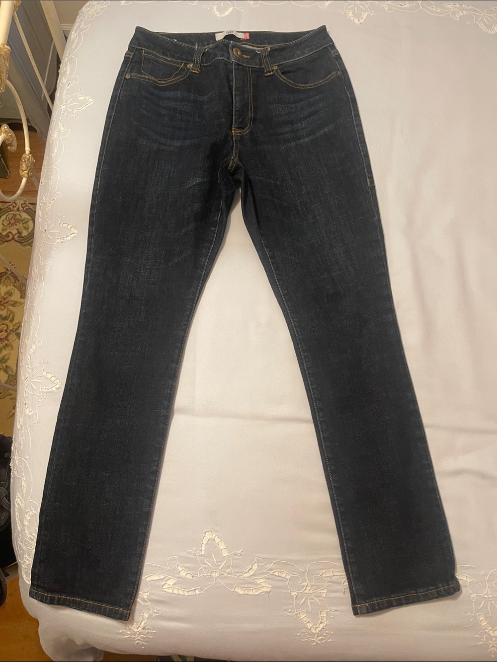 CAbi High Straight Dark Wash Jeans Sz 8